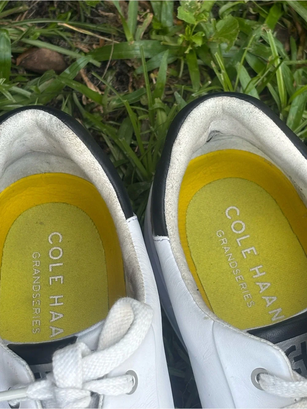 Cole Haan White Leather Men’s Sneakers with Black Collar